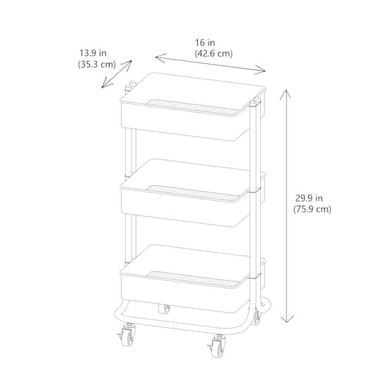 Lexington 3-Tier Rolling Cart by Simply Tidy